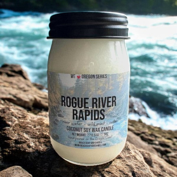 Rogue River Rapids, Coconut-Soy Wax Mason Jar Candle