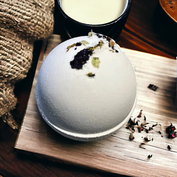 Rainy Day Foaming Bath Bomb - black tea and bergamot