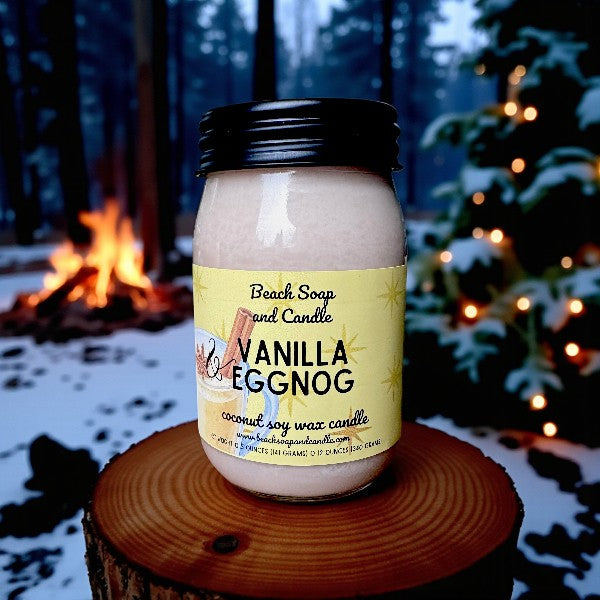 Vanilla and Eggnog, Coconut Soy Mason Jar Candle