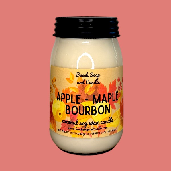 Apple Maple Bourbon  - Coconut Soy Wax Mason Jar Candle