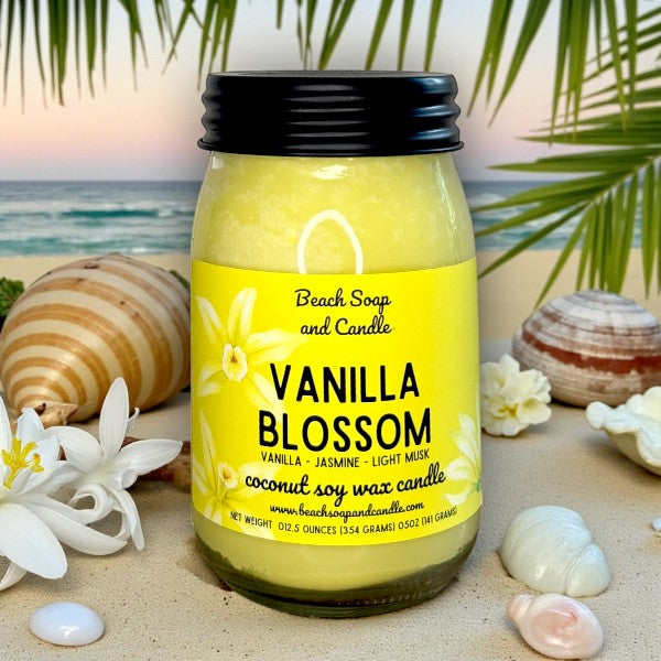 Vanilla Blossom, Coconut Soy Mason Jar Candle